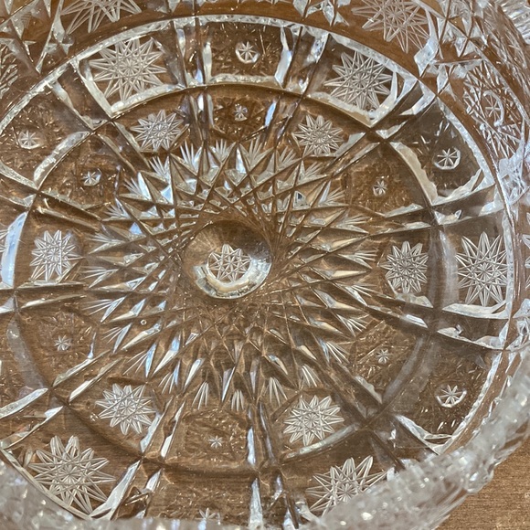 Valaska Bela Hand Cut Crystal Candy Dish Vintage Perfect Condition Starbursts - Picture 4 of 5